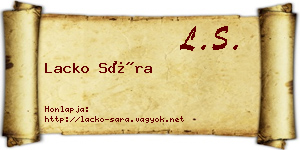 Lacko Sára névjegykártya